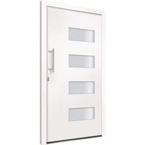 vidaXL Voordeur 100x200 cm aluminium en PVC wit  VDXL_3056821