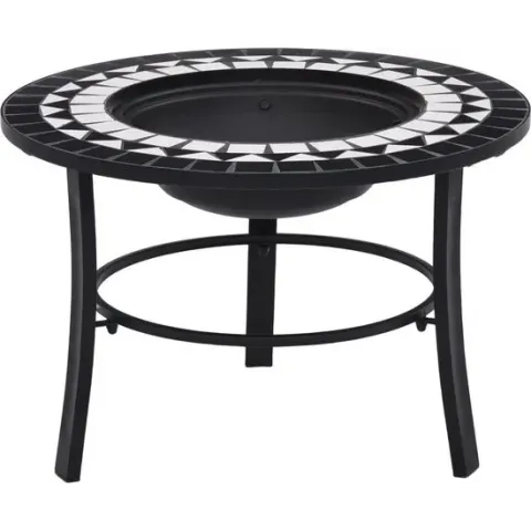 vidaXL Vuurschaal mozaïek 68 cm keramiek zwart en wit