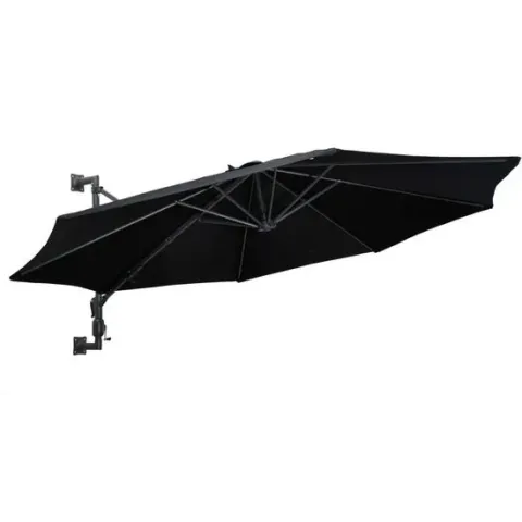 vidaXL Wandparasol met metalen paal 300 cm zwart