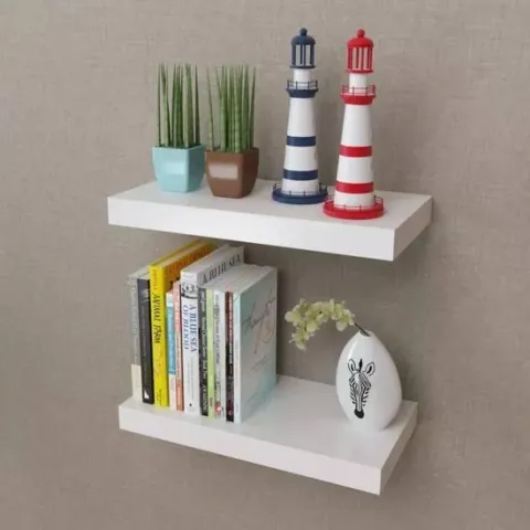 vidaXL Wandplanken zwevend MDF wit 2 st