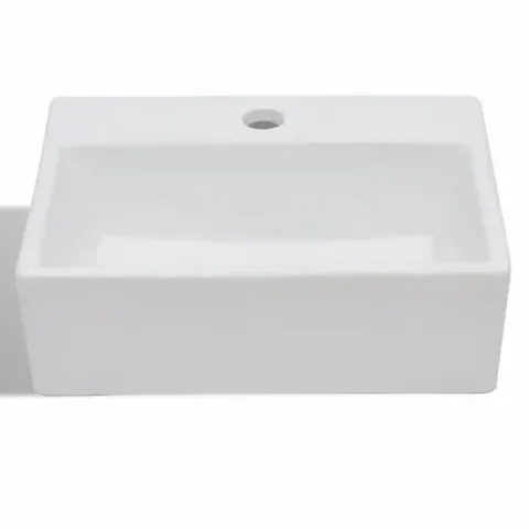 vidaXL Wastafel met kraangat vierkant keramiek wit