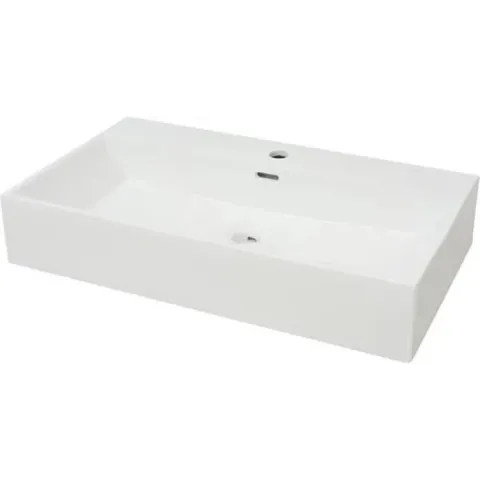 vidaXL Wastafel met kraangat wit 76x42.5x14.5 cm kermiek