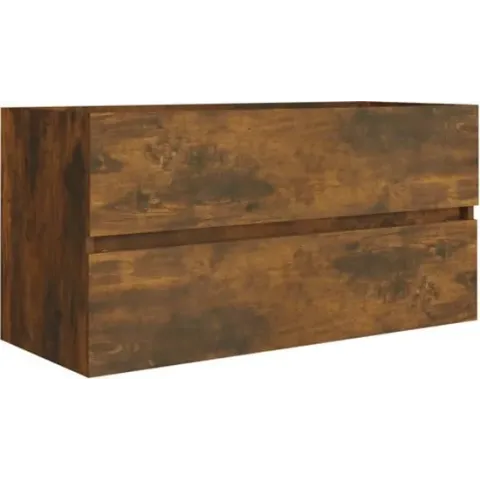 vidaXL Wastafelkast 90x38.5x45 cm bewerkt hout gerookt eikenkleurig
