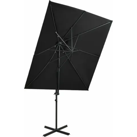 vidaXL Zweefparasol met dubbel dak 250x250 cm zwart
