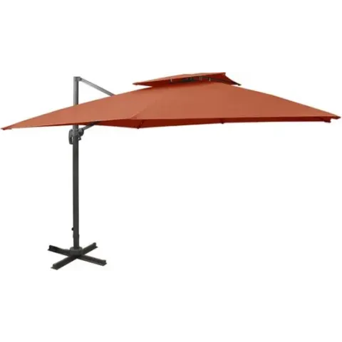 vidaXL Zweefparasol met dubbel dak 300x300 cm terracottakleurig