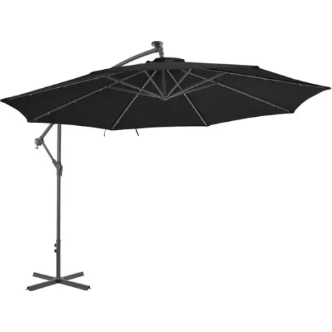 vidaXL Zweefparasol met LED-verlichting 350 cm zwart