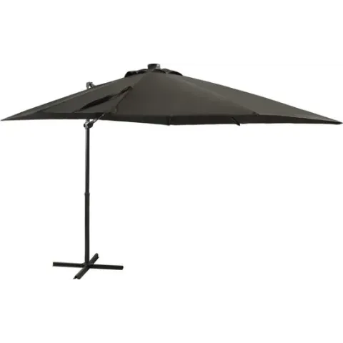 vidaXL Zweefparasol met paal en LED-verlichting 250 cm antracietkleur