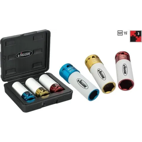 Vigor V2522 Dop (zeskant) Kracht-dopleutelinzetset 3-delig 1/2 (12.5 mm)