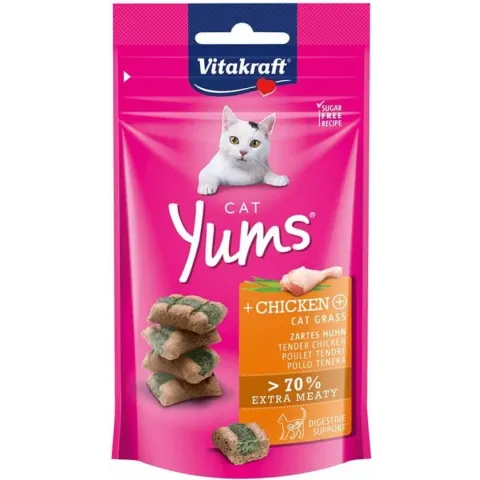 Vitakraft Cat Yums Kip & Kattengras - Kattensnack - 40 g