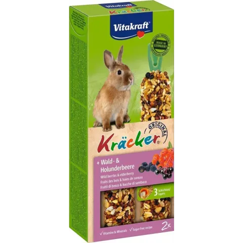 Vitakraft Dwergkonijnkracker - 2 In 1 Bosbessen - Konijnensnack