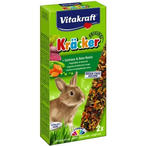 Vitakraft Dwergkonijnkracker - 2 In 1 Groenten - Konijnensnack