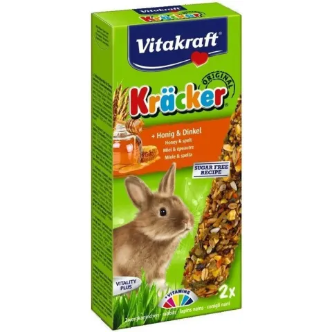Vitakraft Dwergkonijnkracker - 2 in 1 Honing - Konijnensnack