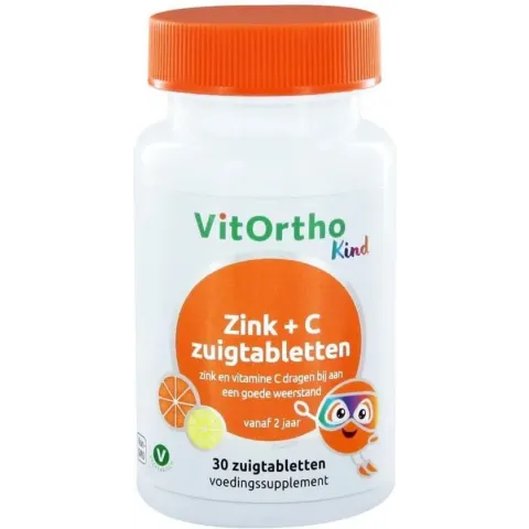 VitOrtho Zink + C zuigtabletten Kind - 30 zuigtabletten