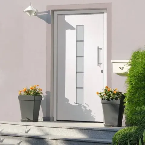 Voordeur 110x210 cm aluminium en PVC wit