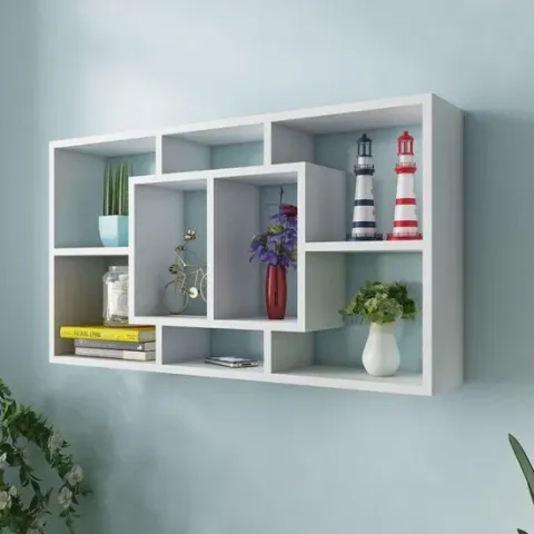 Wandplank met 8 vakken wit