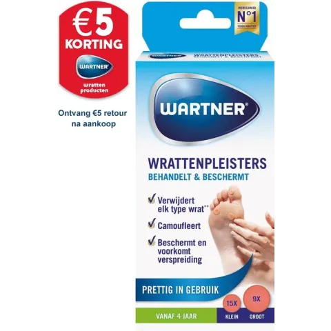 Wartner wrattenpleisters - Behandelt en beschermt bij wratten - Wrattenbehandeling - 24 stuks