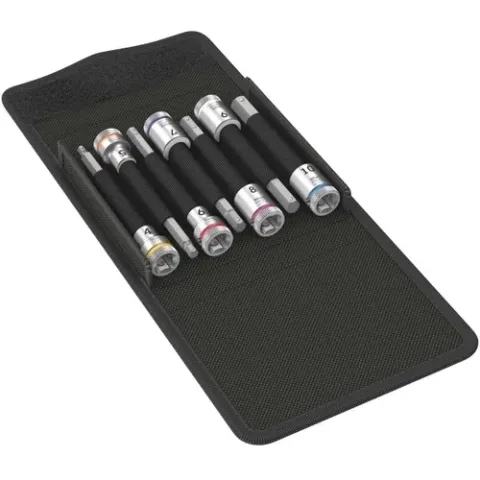 Wera 8740 B HF 1 Zyklop Bitdoppen set binnenzeskant, 7-delig dopsleutel met vasthoudfunctie, 3/8"-aandrijving