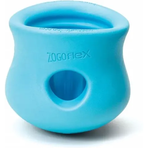 West Paw Toppl Zogoflex - Uitdagend en sterk speelgoed voor honden - Interactief - Vulbaar met voer of snacks - Blauw, Groen, Oranje - S / L - Kleur: Blauw, Maat: Small