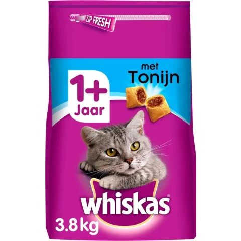 Whiskas 1+ Adult Droge Brokjes - Tonijn - Kattenvoer - 3,8 kg
