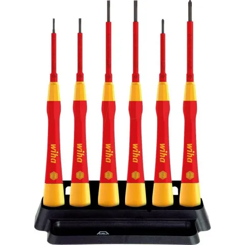 Wiha 42989 6-delige FijnSchroevendraaierset PicoFinish electric sleufkop met houder
