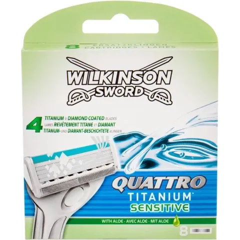 Wilkinson Sword Quattro Titanium Sensitive Razor Blades - 8pcs