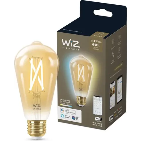 WiZ Edison Filament Slimme LED Verlichting - Warm- tot Koelwit Licht - E27 - 50W - Goud - Wi-Fi