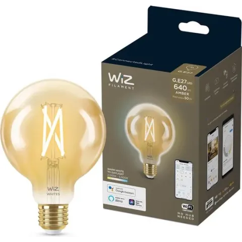 WiZ Globe Filament Slimme LED Verlichting - Warm- tot Koelwit Licht - E27 - 50W - 95 mm - Goud - Wi-Fi