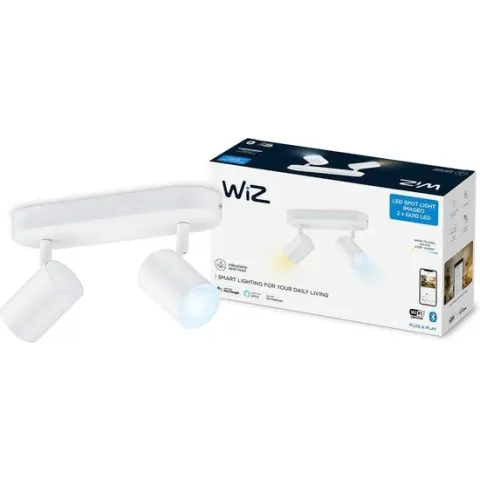 WiZ Imageo Opbouwspot - Slimme LED-Verlichting - Warm- tot Koelwit Licht - GU10 - Wit - 2 x 5W - Wi-Fi