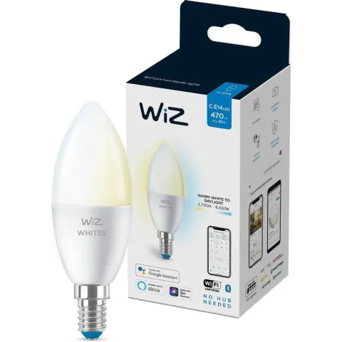 WiZ Kaarslamp Slimme LED Verlichting - Warm- tot Koelwit licht - E14 - 40W - Wi-Fi