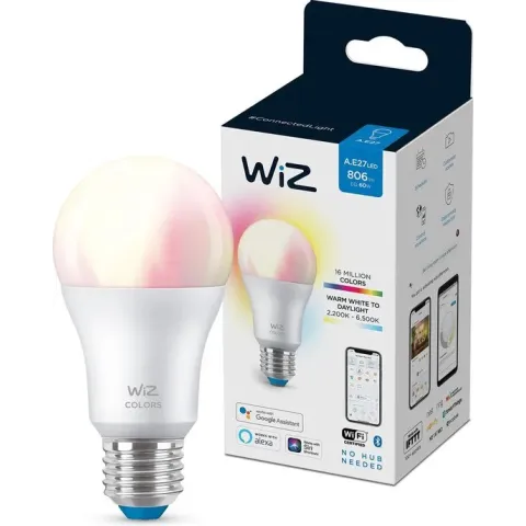 WiZ Lamp - Slimme LED-Verlichting - Gekleurd en Wit Licht - E27 - 60 W - Mat - Wi-Fi