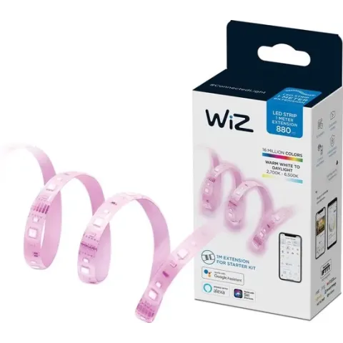 WiZ Ledstrip verlengstuk Slimme LED verlichting - Gekleurd en Wit Licht - 1 Meter - Wi-Fi - Uitbreiding