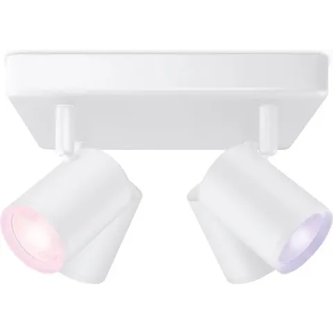 WiZ Opbouwspot Imageo Vierkant Wit 4 spots - Slimme LED-Verlichting - Gekleurd en Wit Licht - GU10 - 4x 5W - Wi-Fi