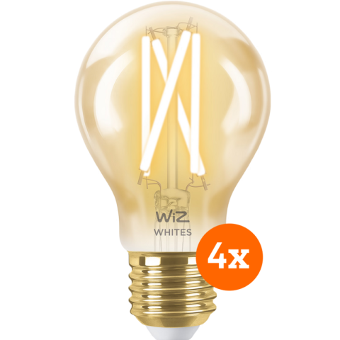 WiZ Smart Filament lamp Standaard Goud 4-pack - Warm tot Koelwit Licht - E27