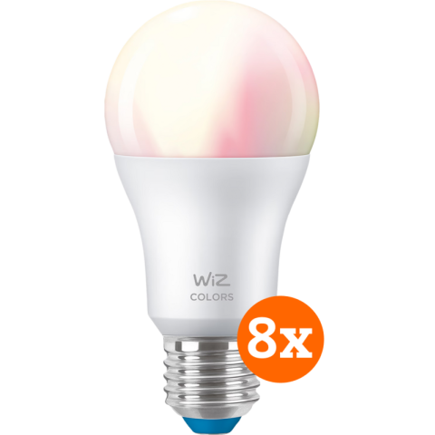 WiZ Smart lamp 8-pack - Gekleurd en Wit Licht - E27
