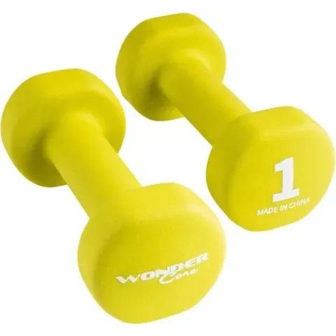 Wonder Core, Neoprene Dumbbell – 1 kg – Groen, gewichten, halters, dumbbells, krachttraining, set van 2