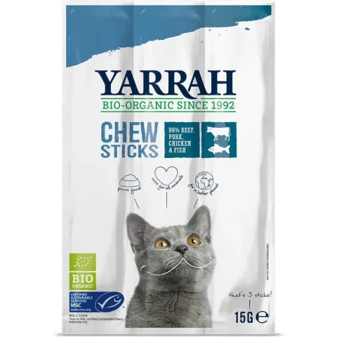 Yarrah Bio Kauwsticks - Rund & Vis - Kattensnack  - 15 g