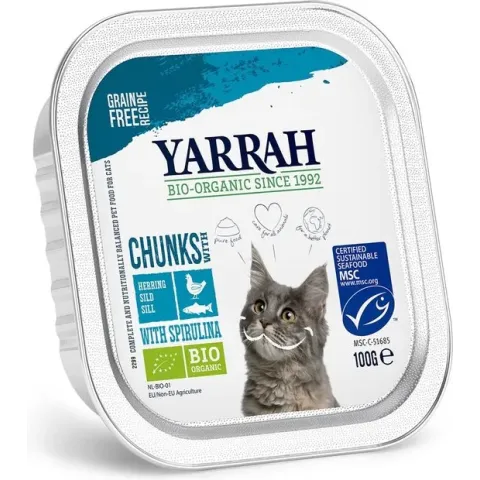 Yarrah brokjes in saus biologische makreel, kuipje - 16 ST à 100 gr