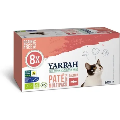 Yarrah cat alu pate multipack salmon - Graanvrij - 8 x 100 g