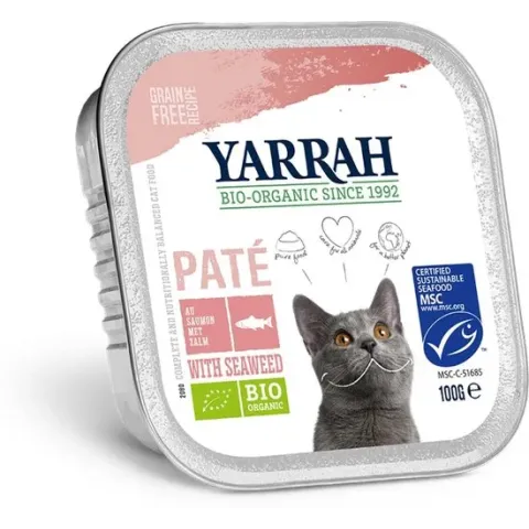 Yarrah welness pate biologische garnaal en zalm, kuipje - 16 ST à 100 gr