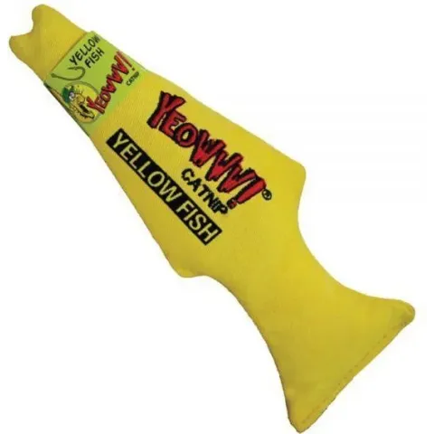 Yeowww! Vis Kicker - Catnip Kattenkruid Speeltje voor Katten - Geel - 18 cm