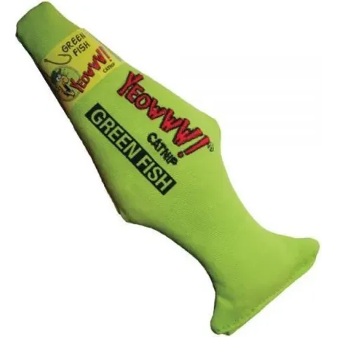 Yeowww! Vis Kicker - Catnip Kattenkruid Speeltje voor Katten - Groen - 18 cm