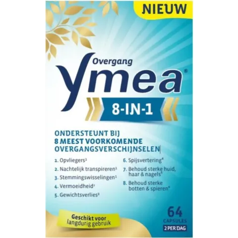 Ymea Overgang 8 in 1 – Ondersteunt bij 8 overgangsverschijnselen – Voedingssupplement - 64 capsules