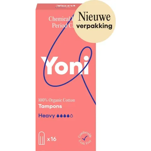 Yoni Tampons Heavy, 100% Biologisch katoen, 16 stuks