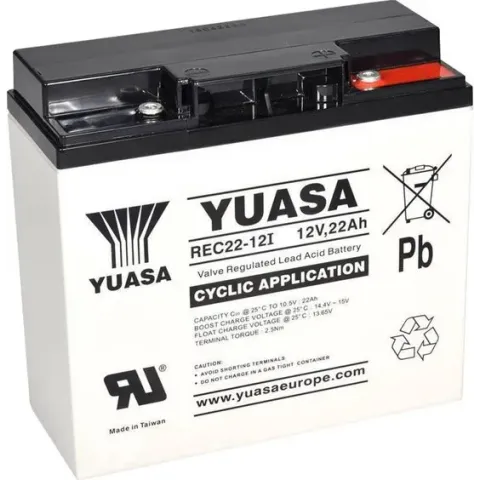 Yuasa REC22-12 - Loodaccu 12 V 22 Ah - Loodvlies (AGM) - (b x h x d) 181 x 167 x 76 mm - M5-schroefaansluiting