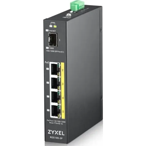 ZyXEL RGS100-5P Unmanaged L2 Gigabit Ethernet (10/100/1000) Black Power over Ethernet (PoE)